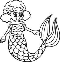 Afro American Mermaid Isolated Coloring Page vector