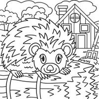 Hedgehog Coloring Page for Kids vector