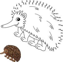 Dot to Dot Echidna Animal Coloring Page for Kids vector