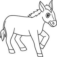 Donkey Coloring Page Isolated for Kids vector