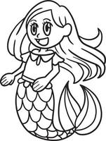 Beautiful Mermaid Isolated Coloring Page for Kids vector