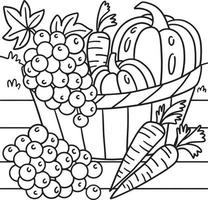 Thanksgiving Harvest Fruits Vegetables Coloring vector