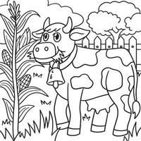 Cow Coloring Page for Kids vector