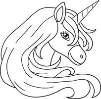 Unicorn Head Isolated Coloring Page for Kids vector