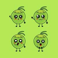 Illustration Vector Of  Fruit Cute Coconuts