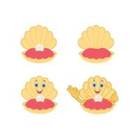 Cartoon funny Cute Oyster Illustration Shellfish vector