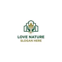 Hand and plant logo design vector