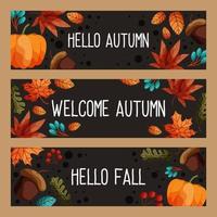 conjunto de banner floral de otoño vector