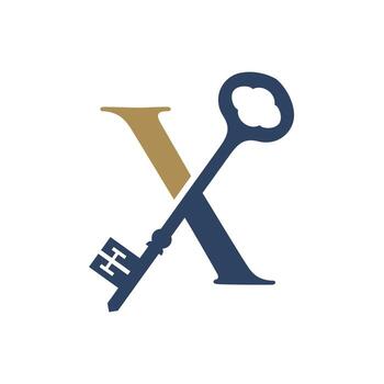 llave inicial x elegante vector