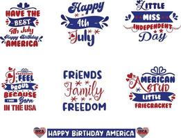 Happy 4th of July, independence day USA, America typography lettering text font calligraphy vector design Free Vector