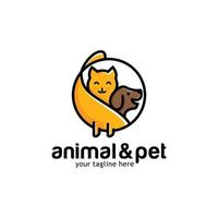 plantilla de diseño de logotipo de gato y perro vector