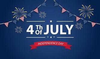 Fourth of July Background Design. Banner, Poster, Greeting Card. Vector Illustration.