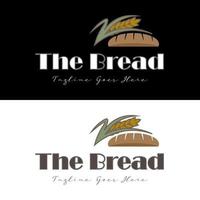 Fresh wheat and healthy baked bread for retro vintage bakery and cake shop logo design