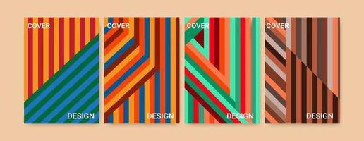 Set Of Geometrical Cover Design Template In A4 Size vector