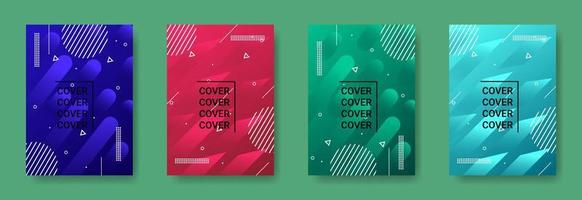 Set Of Geometrical Cover Background Template Design In A4 Size vector