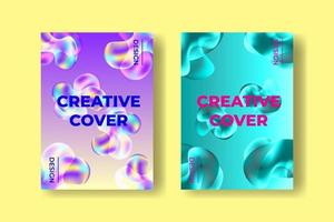 Set Of Fluid Cover Background Design Template in A4 Size vector