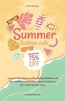 Summer Fashion Sale Poster with Floral and Beach Concept vector