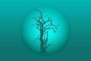 Dry tree silhouette vector with moonlight