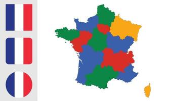 mapa y bandera de francia vector