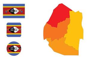 mapa y bandera de swazilandia vector