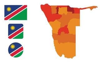 Map and flag of Namibia vector