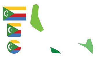 Map and flag of Comoros vector