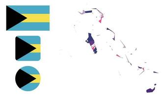 Map and flag of Bahamas vector