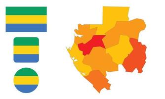 mapa y bandera de gabón vector