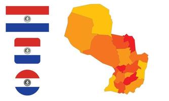 mapa y bandera de paraguay vector