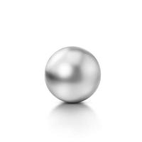 Realistic glossy chromium ball with glares and reflection on white. 3d render photo