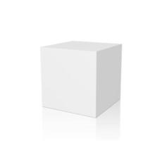 Blank box on white background with reflection. 3d render photo