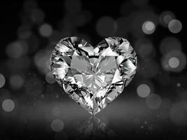 heart shaped diamond on abstract bokeh background. 3d render photo