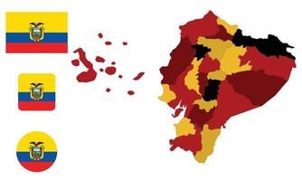 mapa y bandera de ecuador vector