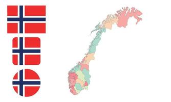 Map and flag of Norway vector