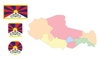 Map and flag of Tibet vector