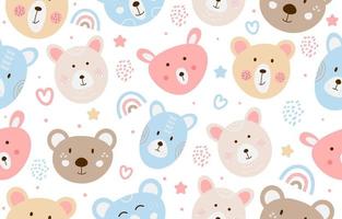 Colorful Teddy Bear Seamless Pattern vector