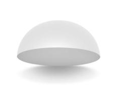 White Semi Sphere Mockup on white background. 3D render photo