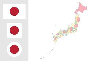 mapa y bandera de japon vector