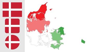 Map and flag of Denmark vector