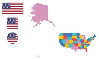 Map and flag of Usa Mercator vector