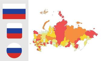 mapa y bandera de rusia vector