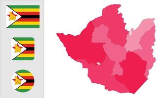 mapa y bandera de zimbabue vector