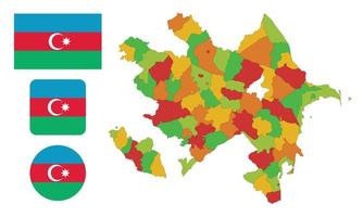 mapa y bandera de azerbaiyán vector
