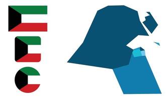 Map and flag of Kuwait vector