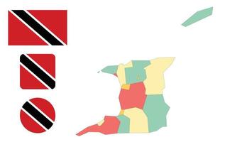 mapa y bandera de trinidad y tobago vector