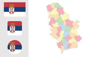 mapa y bandera de serbia vector