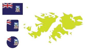 mapa y bandera de las islas malvinas vector