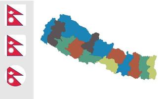 mapa y bandera de nepal vector