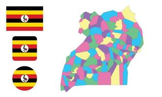 Map and flag of Uganda vector