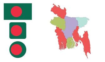 mapa y bandera de bangladesh vector